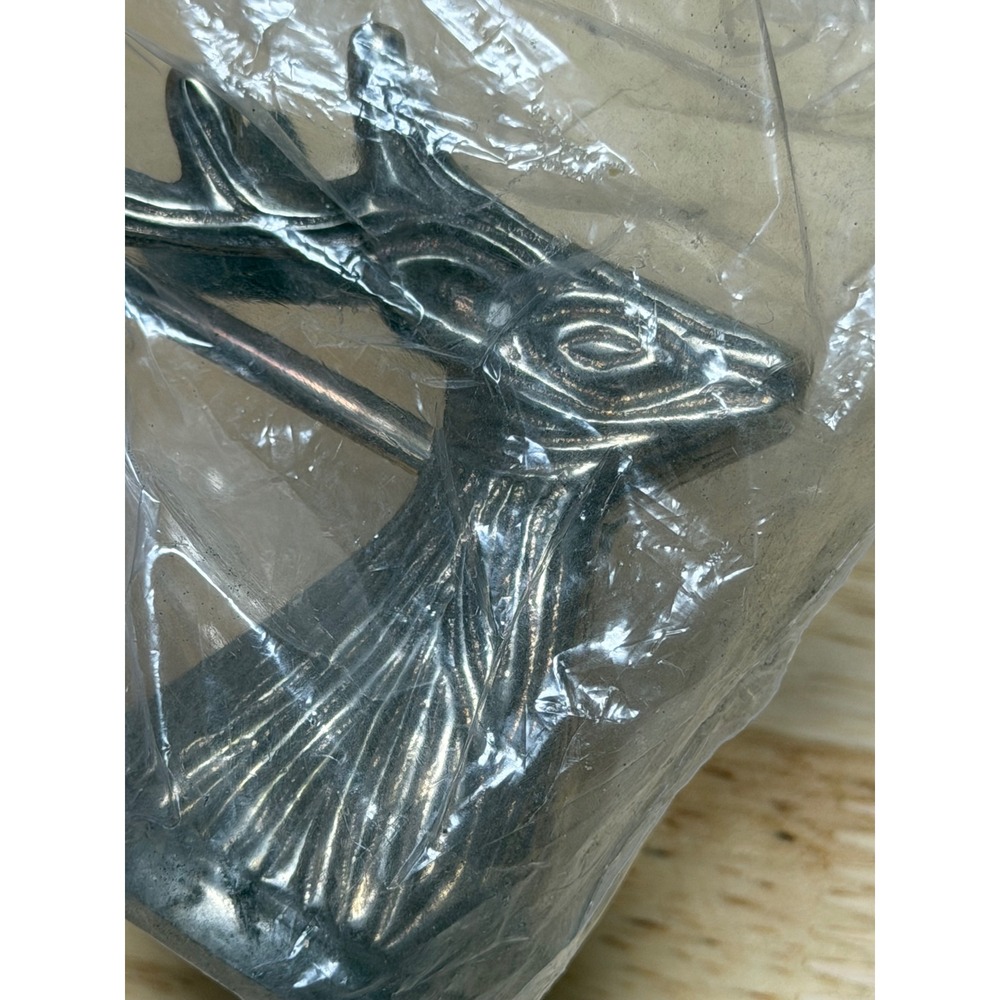 Vintage‎ Silver Tone Metal Stag Head Deer Candle Snuffer Made in India 12 Inch